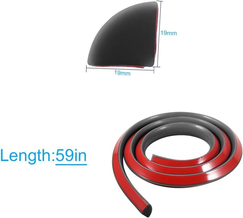 PAMISO 3/4 Inch Flexible Quarter Round Molding, 4.9Ft Trim Molding with Self Adhesive for Wall Tile Edge Floor Corner, Staircase Cabinet Tub (Black) - Image 2